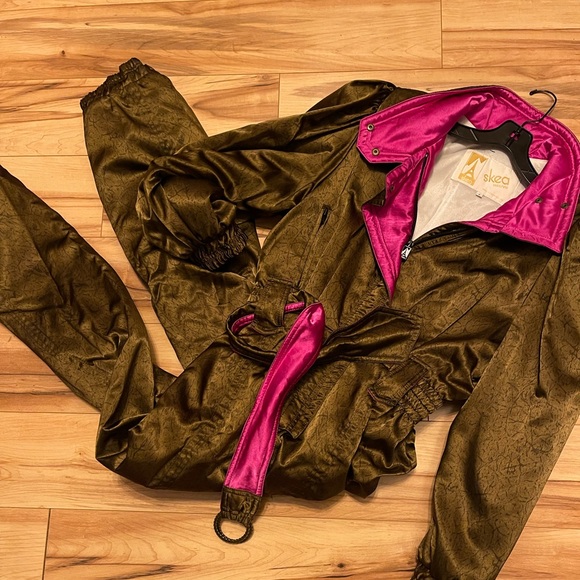 Skea vintage ski jumper brown pink lined used size 6 padded shoulders 90’s - Picture 13 of 14